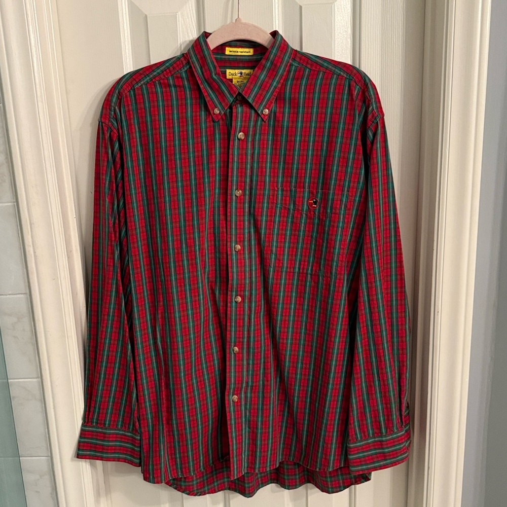 Red Duck Head medium plaid button up, Christmas button up
